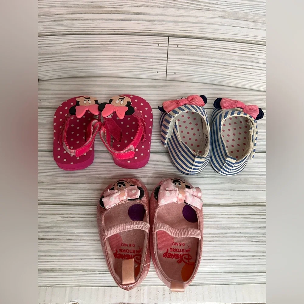 Disney Minnie Mouse Baby Girl Shoe Sandals Bundle Lot 0-6 Months Old - Picture 3 of 11